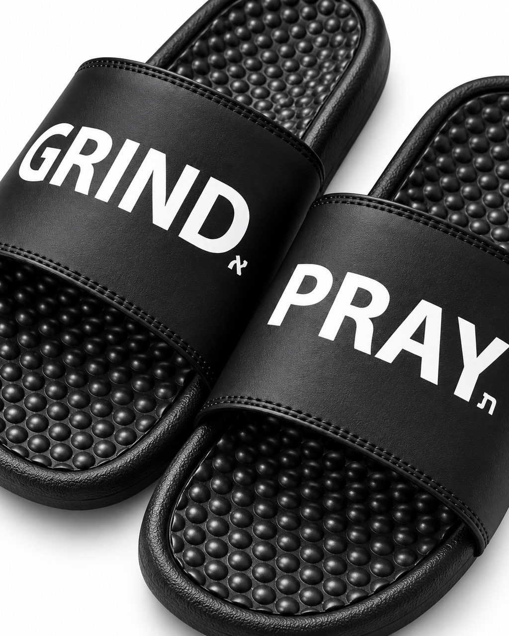 Grind.Pray. slide logo close-up